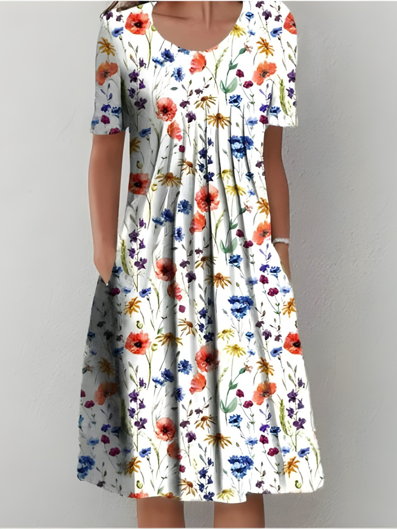 Eleva Robe Plissée Florale