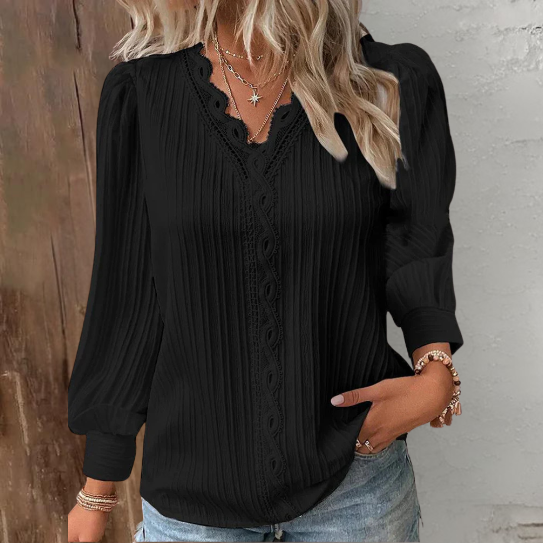 Éliane™ | Blouse Élégante avec Détails en Dentelle