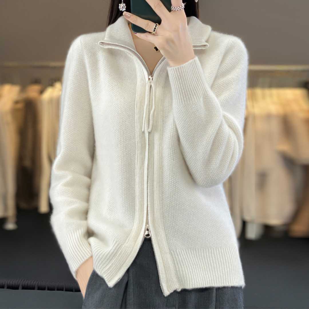 Laurine™ | Cardigan zippé en cachemire 100% laine