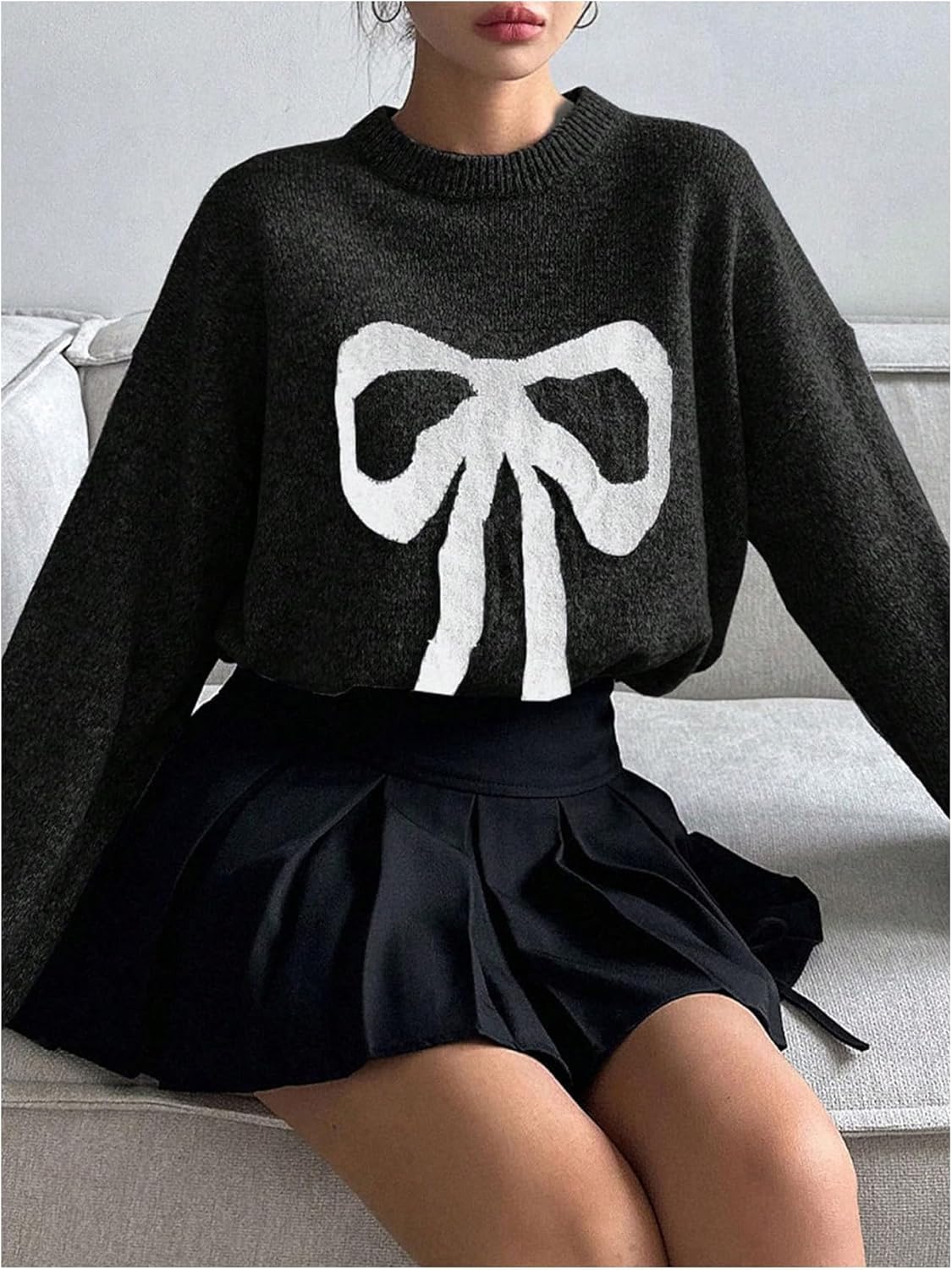 Colette™ | Pull Tricoté Oversize avec Nœud Élégant