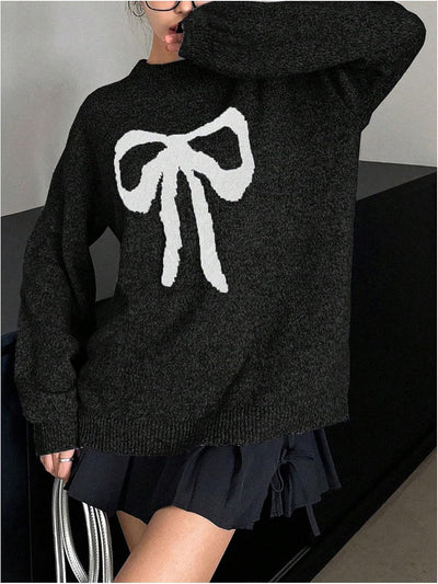 Colette™ | Pull Tricoté Oversize avec Nœud Élégant