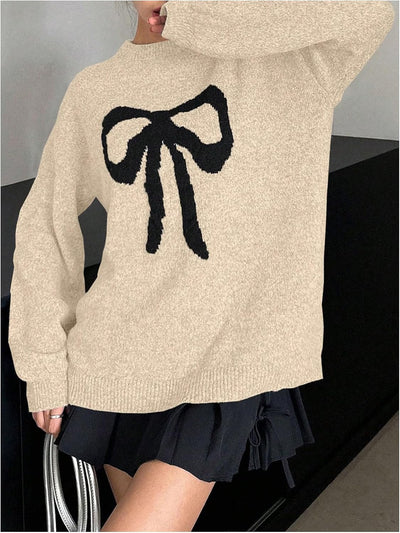Colette™ | Pull Tricoté Oversize avec Nœud Élégant