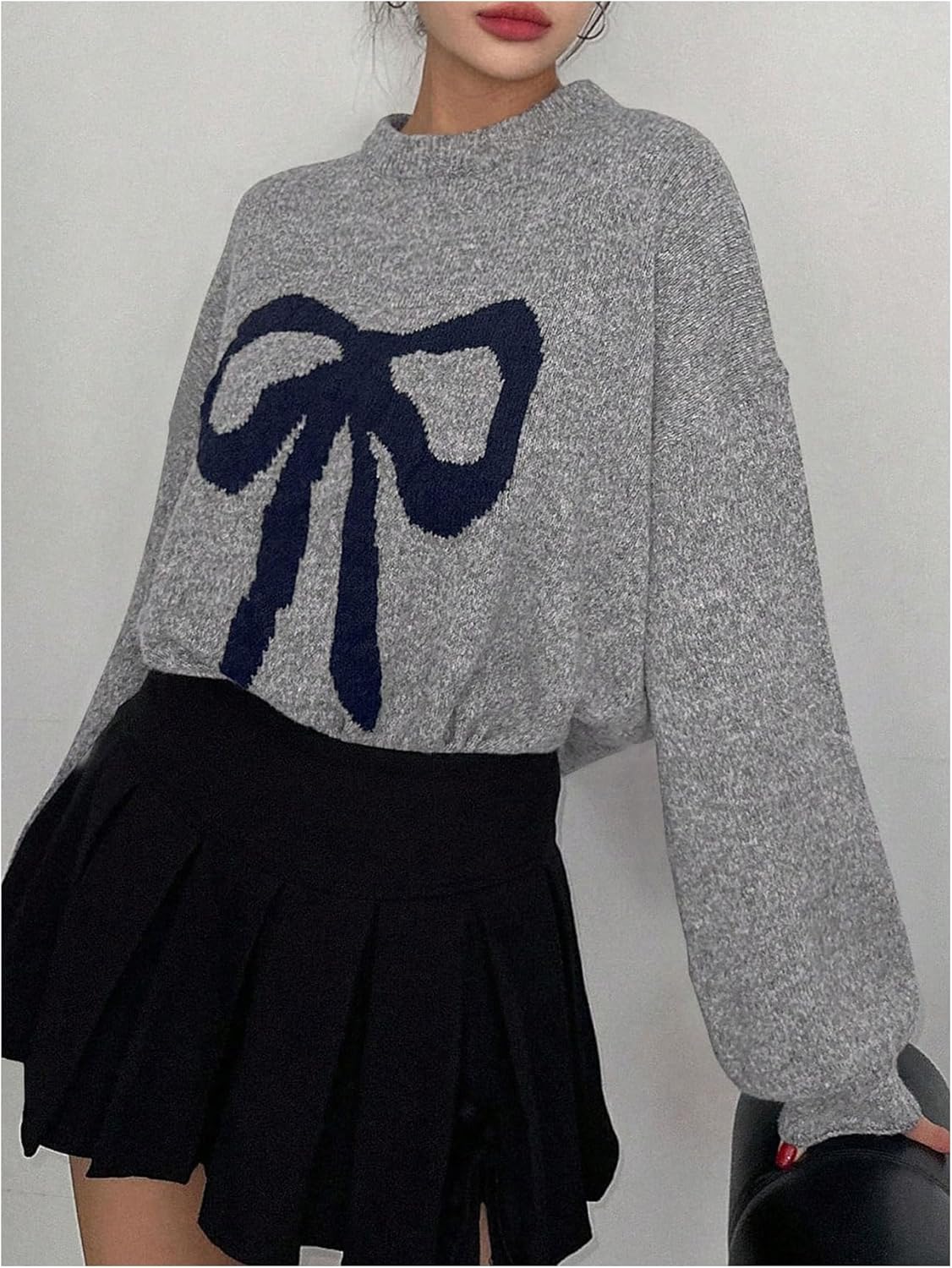 Colette™ | Pull Tricoté Oversize avec Nœud Élégant