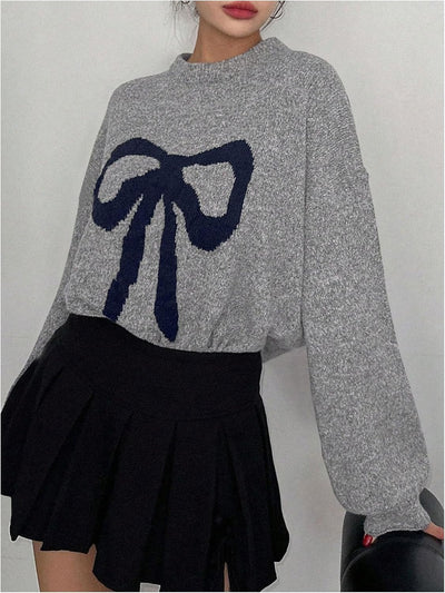 Colette™ | Pull Tricoté Oversize avec Nœud Élégant
