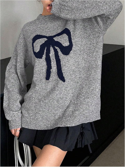 Colette™ | Pull Tricoté Oversize avec Nœud Élégant