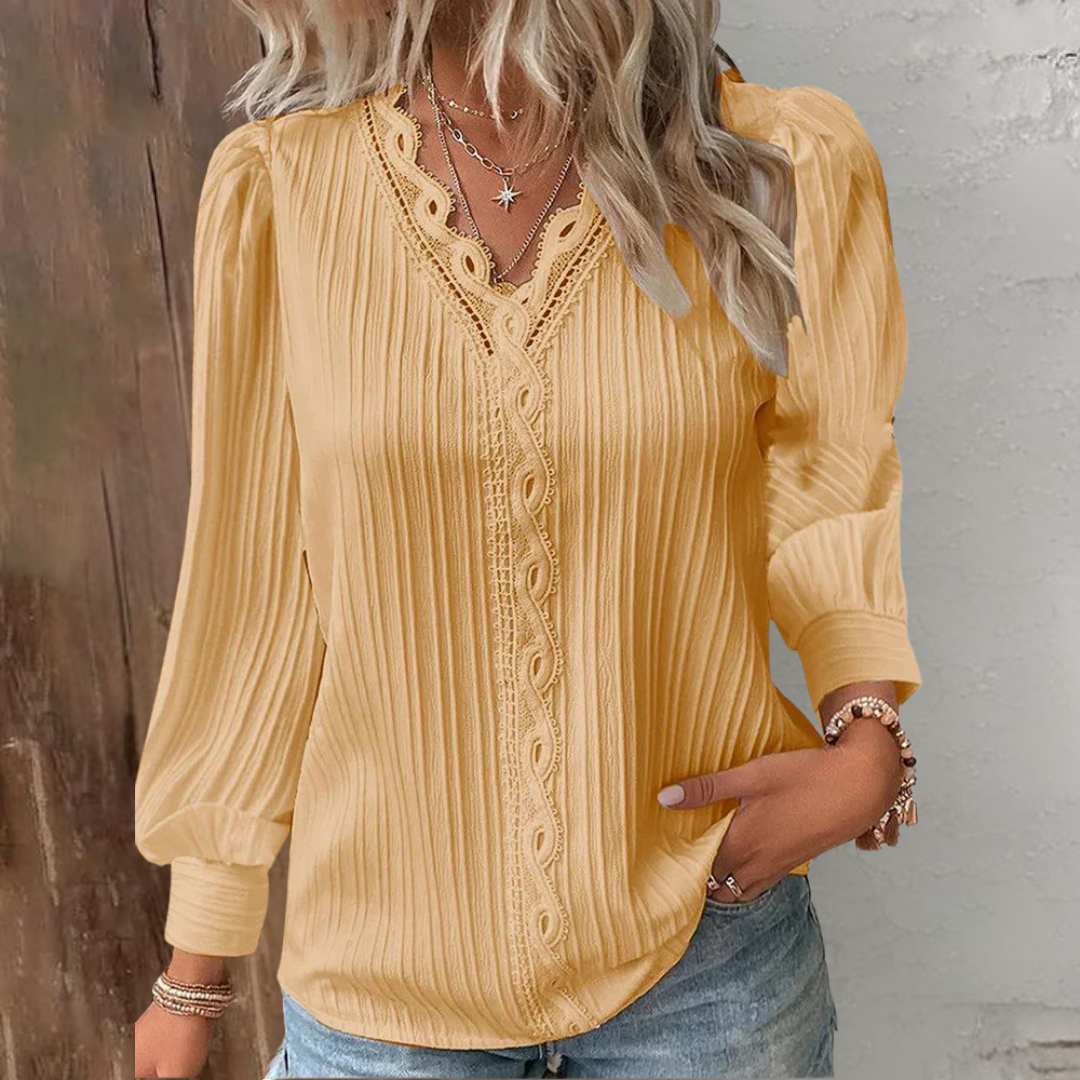 Éliane™ | Blouse Élégante avec Détails en Dentelle