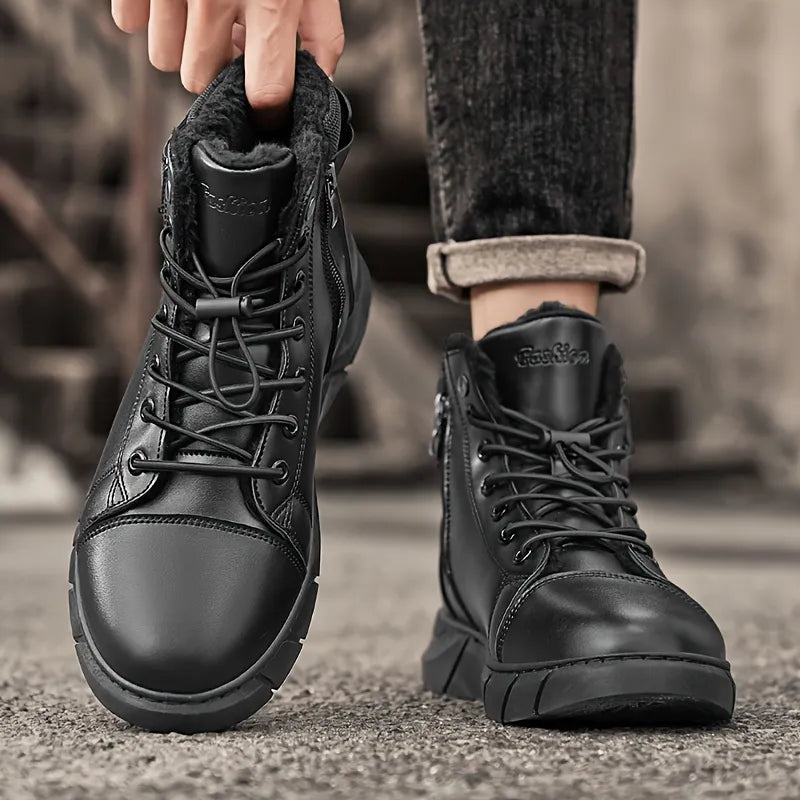 Bottines Chukka Orthopédiques en Cuir Véritable avec Doublure Polaire