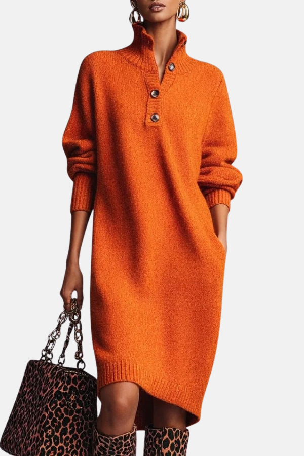 Constance | Robe douce en maille boutonnée