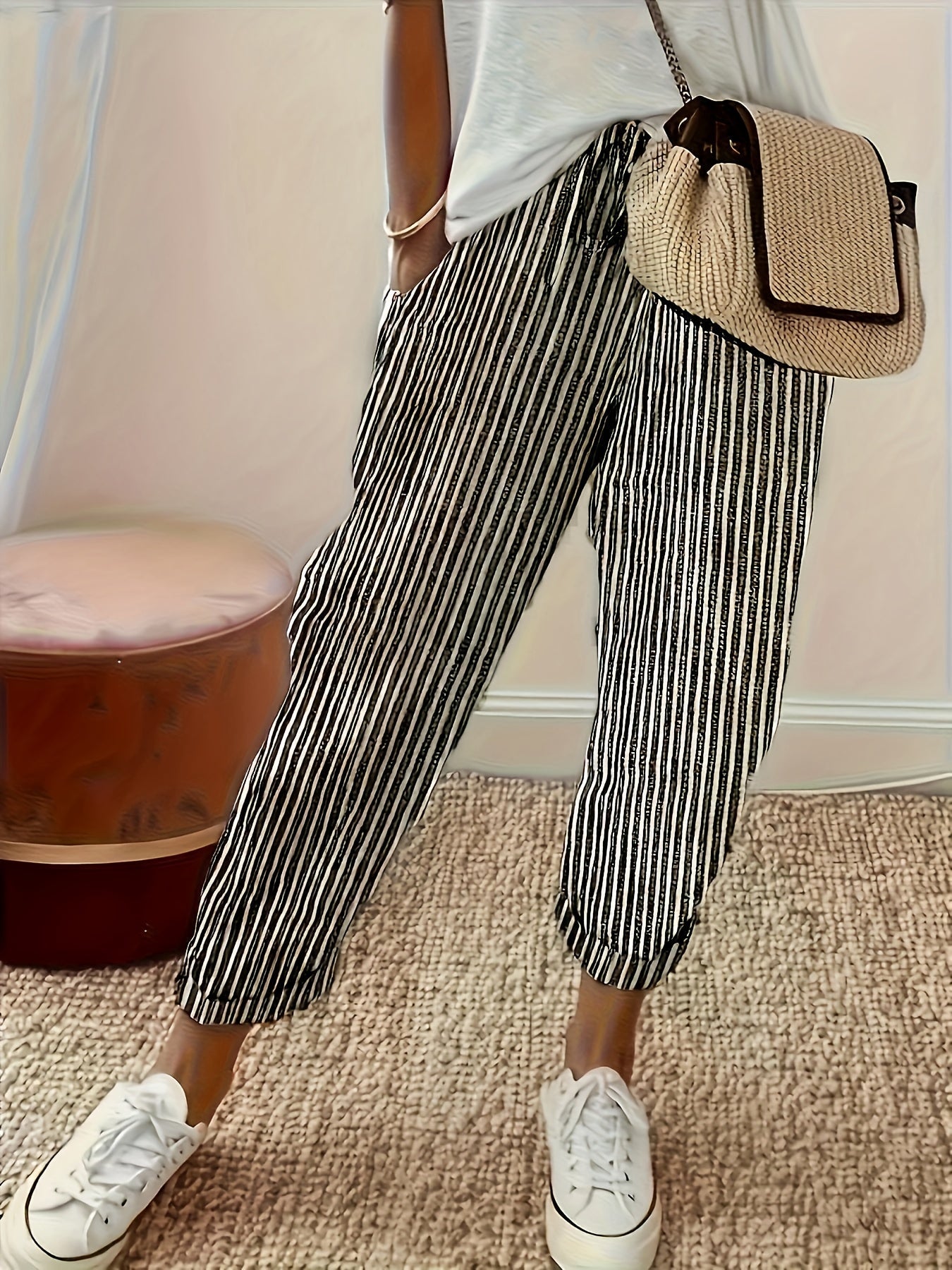 Elena ™ | Pantalon large rayé