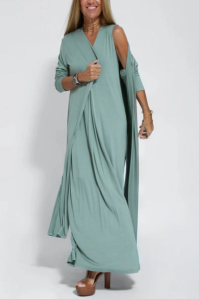 Silvia™ | Robe longue élégante + cardigan assorti OFFERT